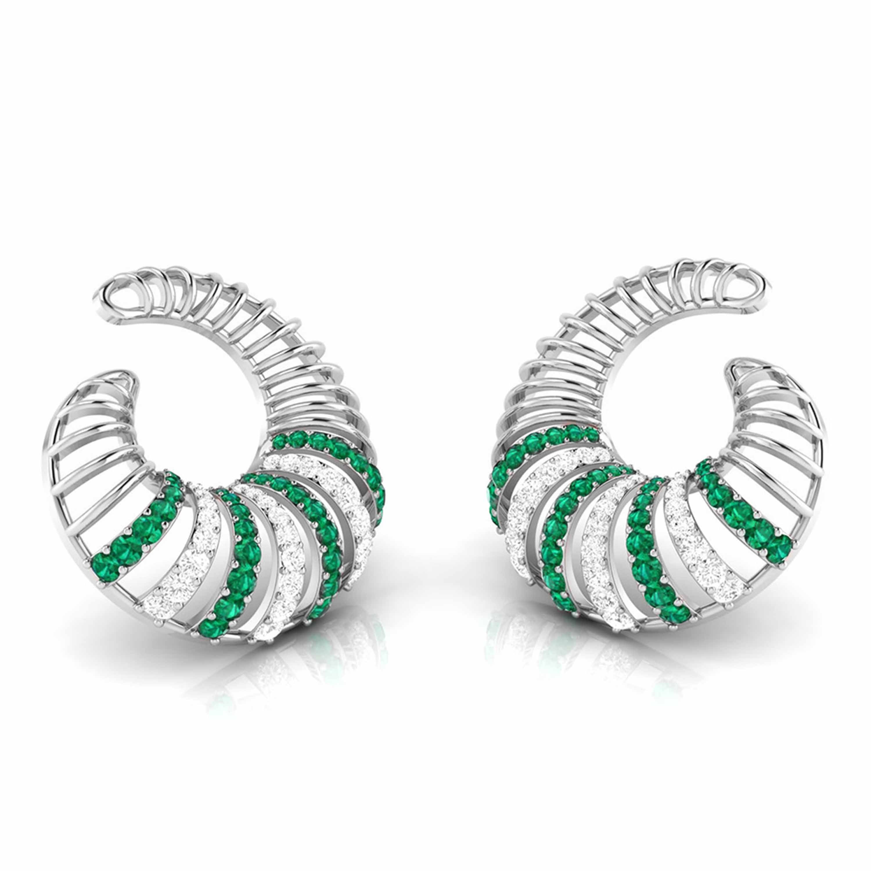 Spiral Gemstone Diamond Earrings
