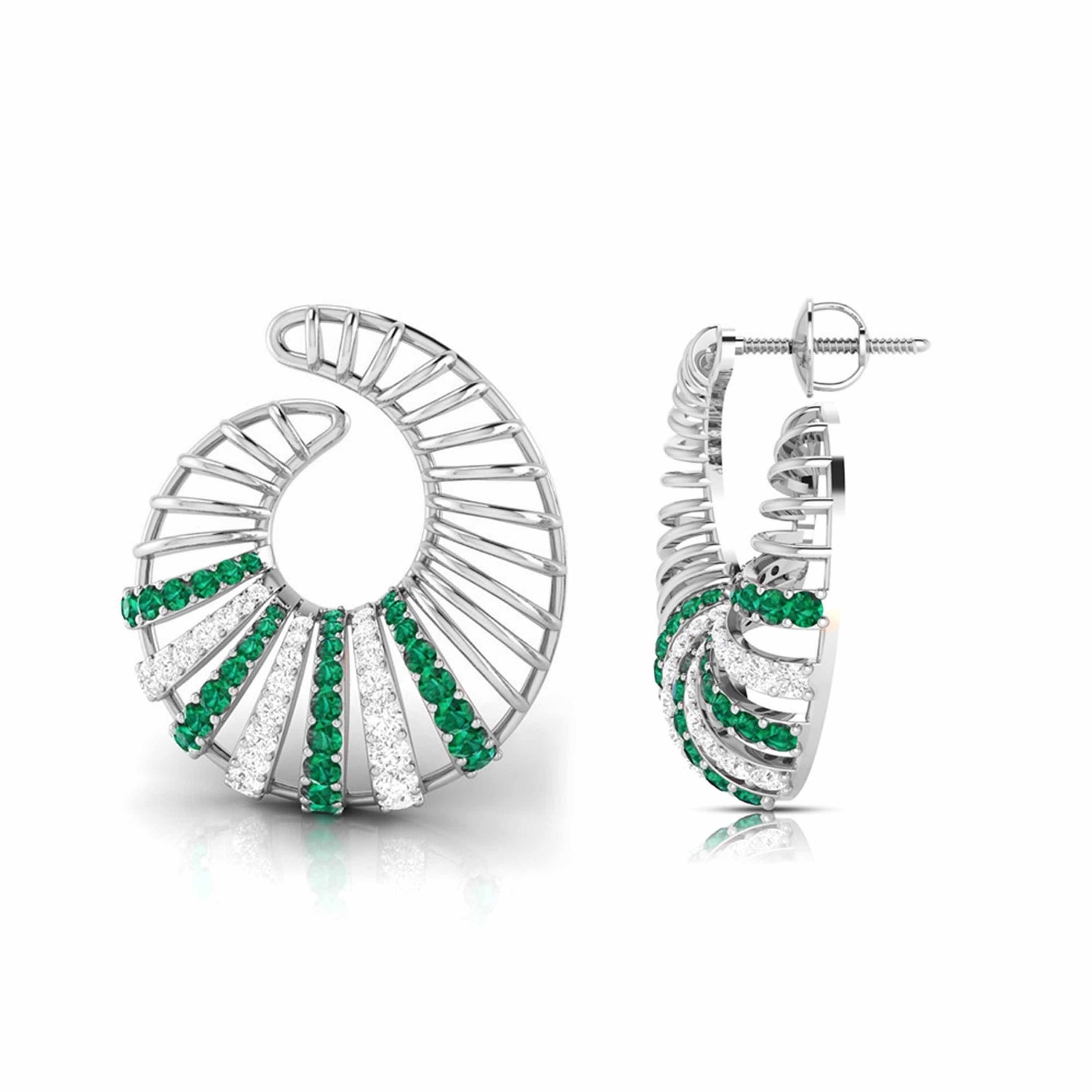 Spiral Gemstone Diamond Earrings
