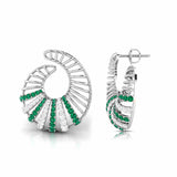 Spiral Gemstone Diamond Earrings