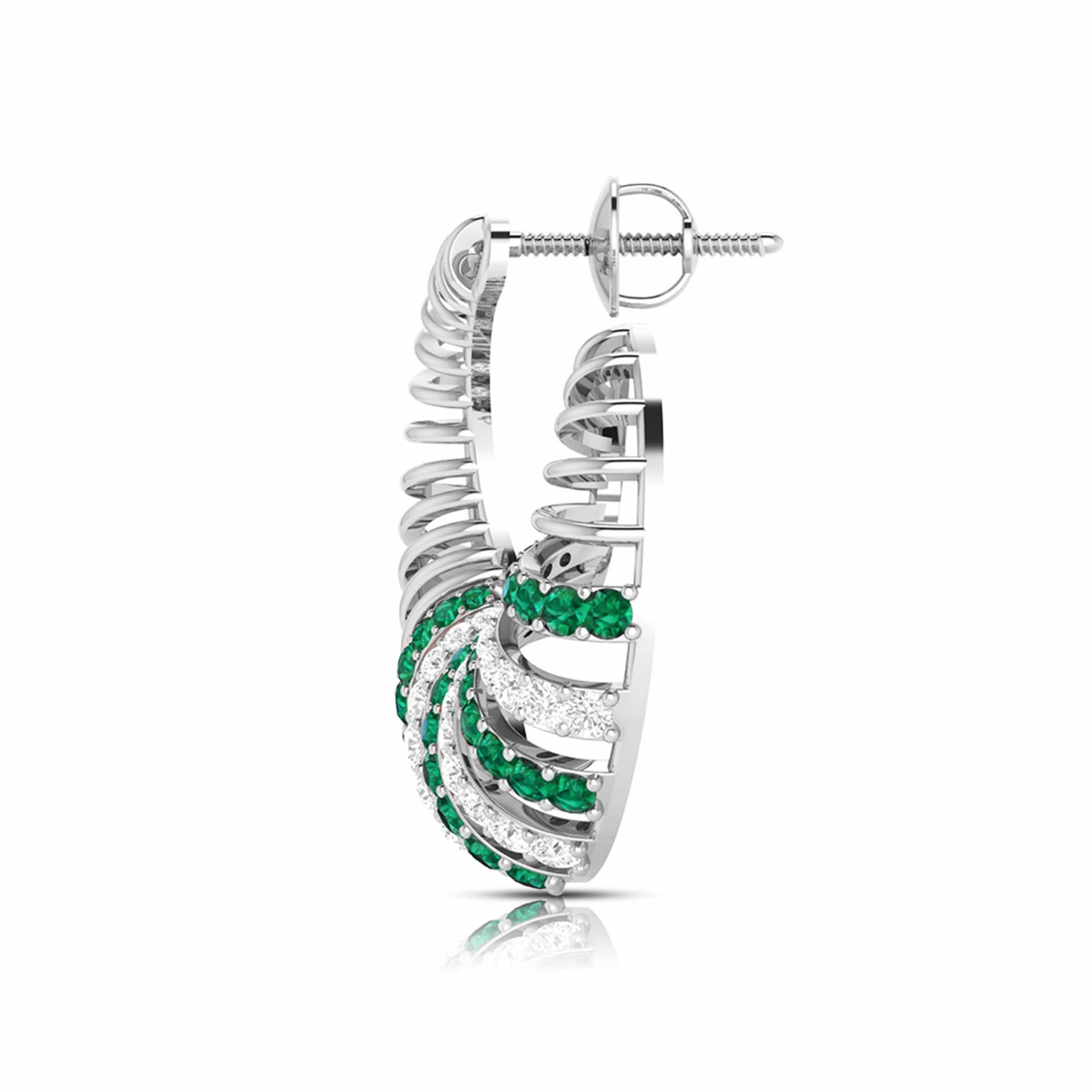 Spiral Gemstone Diamond Earrings