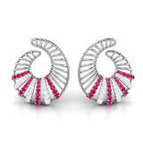 Spiral Gemstone Diamond Earrings