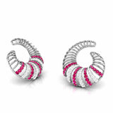 Spiral Gemstone Diamond Earrings