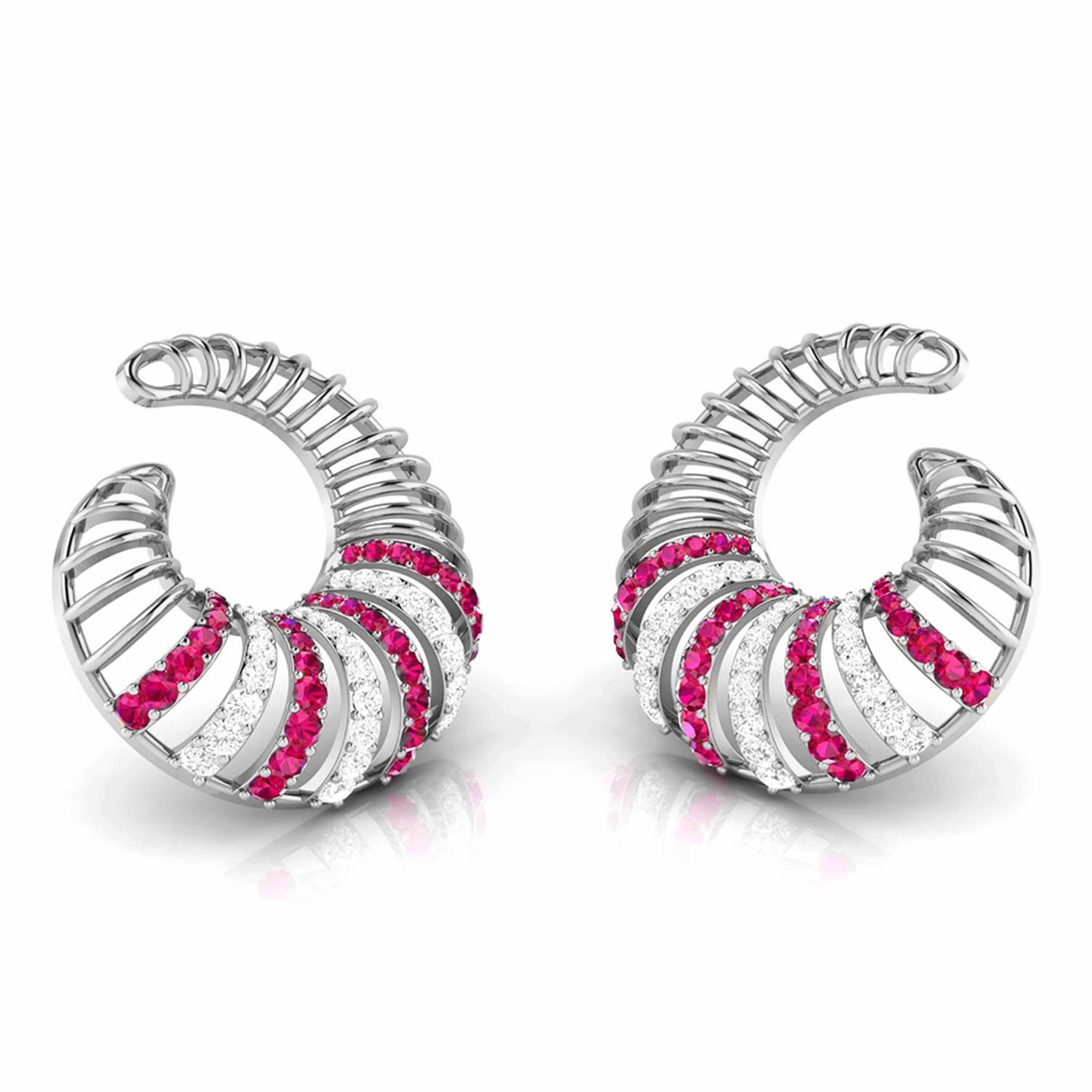 Spiral Gemstone Diamond Earrings