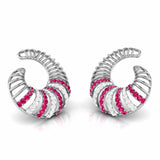 Spiral Gemstone Diamond Earrings