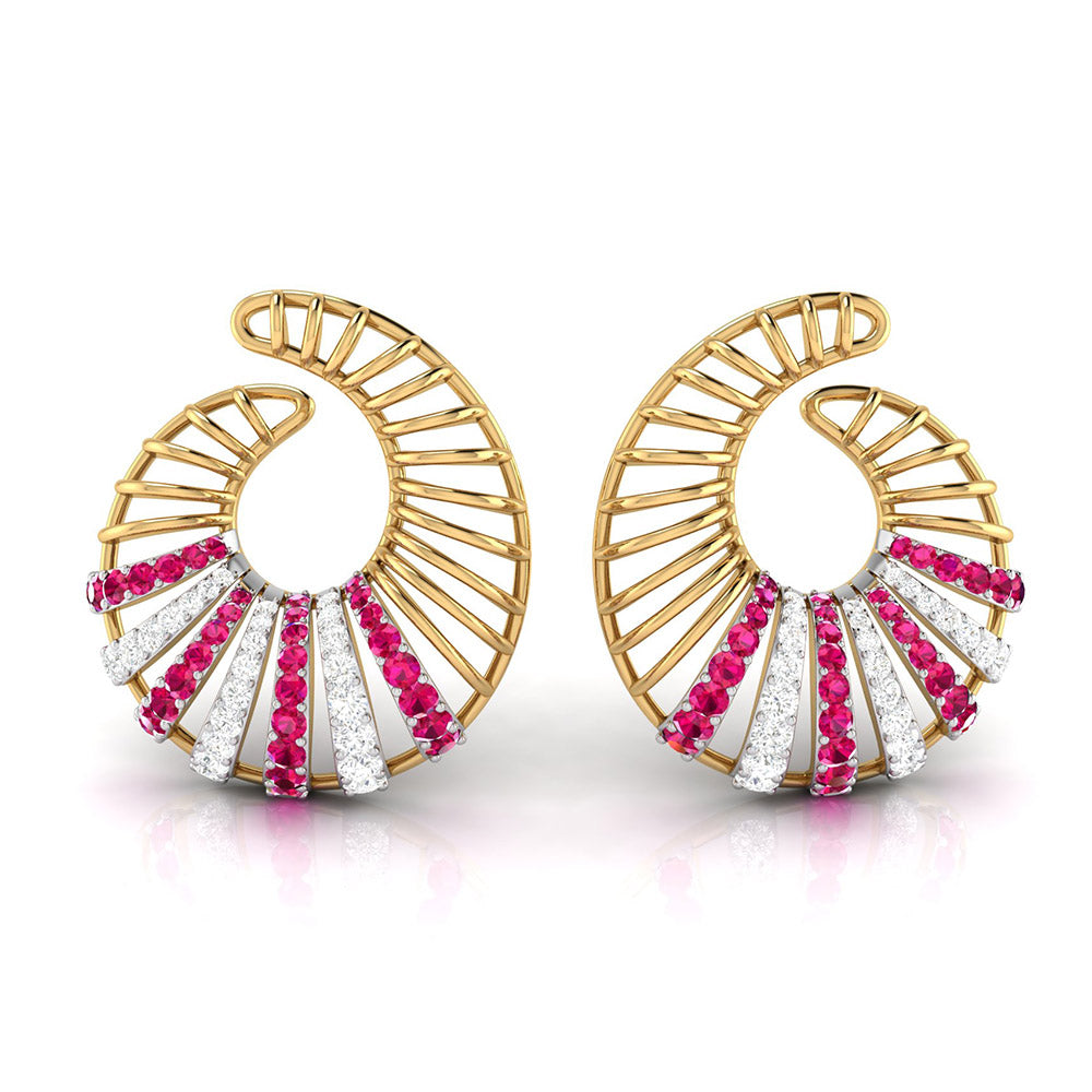 Spiral Gemstone Diamond Earrings