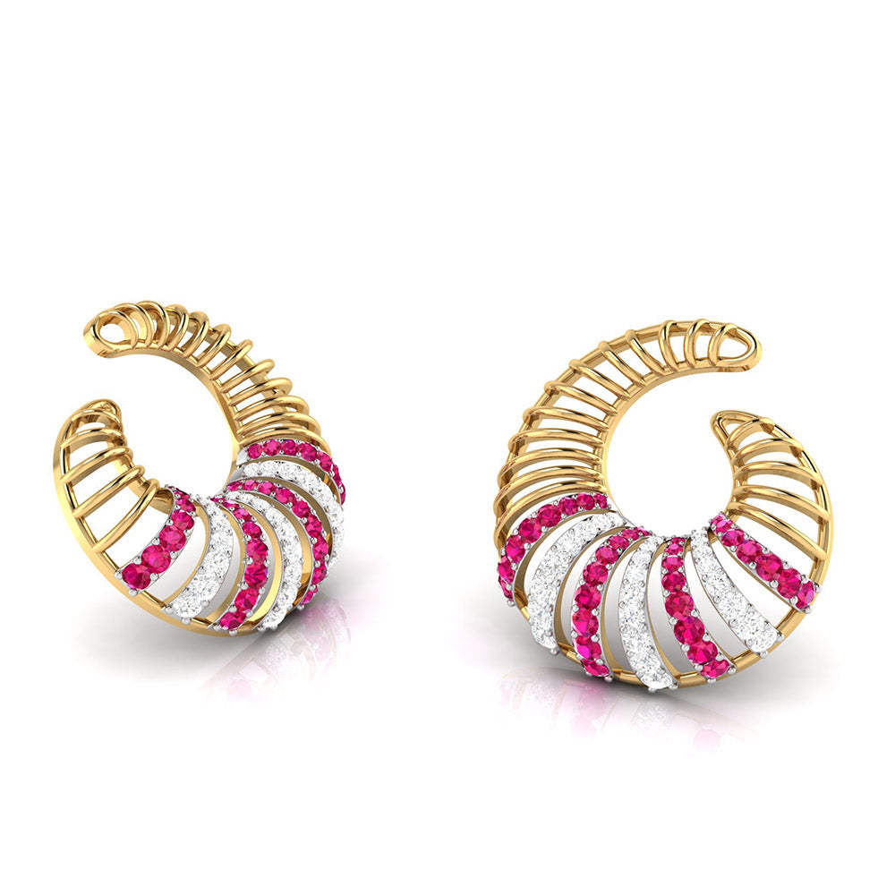 Spiral Gemstone Diamond Earrings