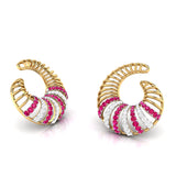 Spiral Gemstone Diamond Earrings