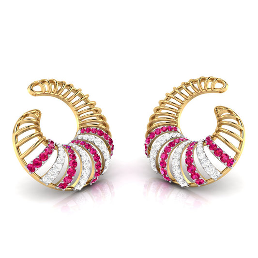 Spiral Gemstone Diamond Earrings