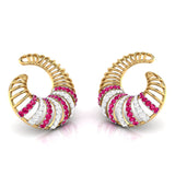Spiral Gemstone Diamond Earrings