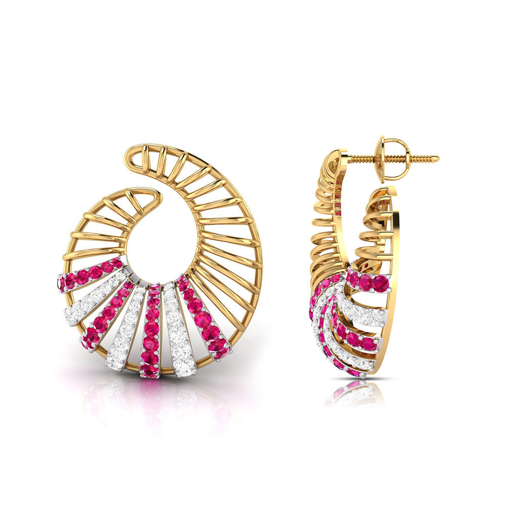 Spiral Gemstone Diamond Earrings