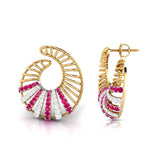 Spiral Gemstone Diamond Earrings