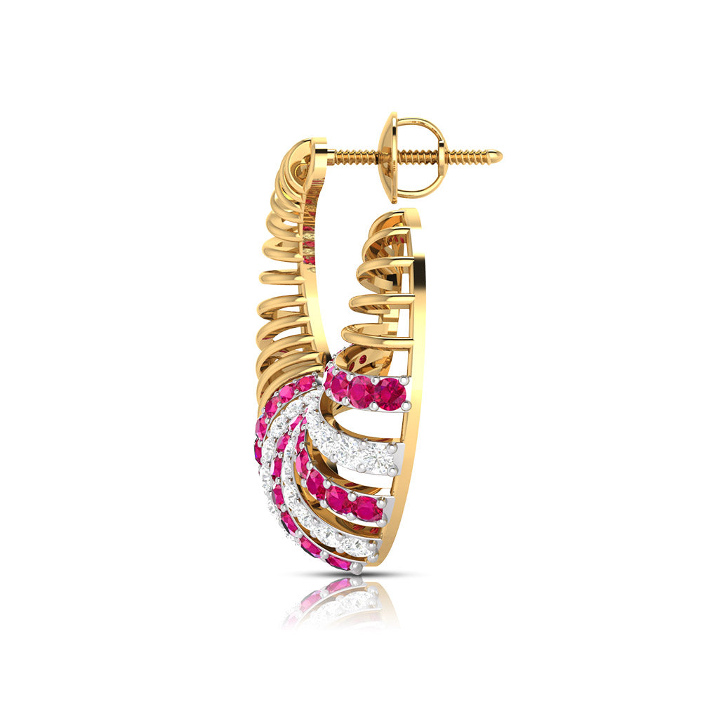Spiral Gemstone Diamond Earrings