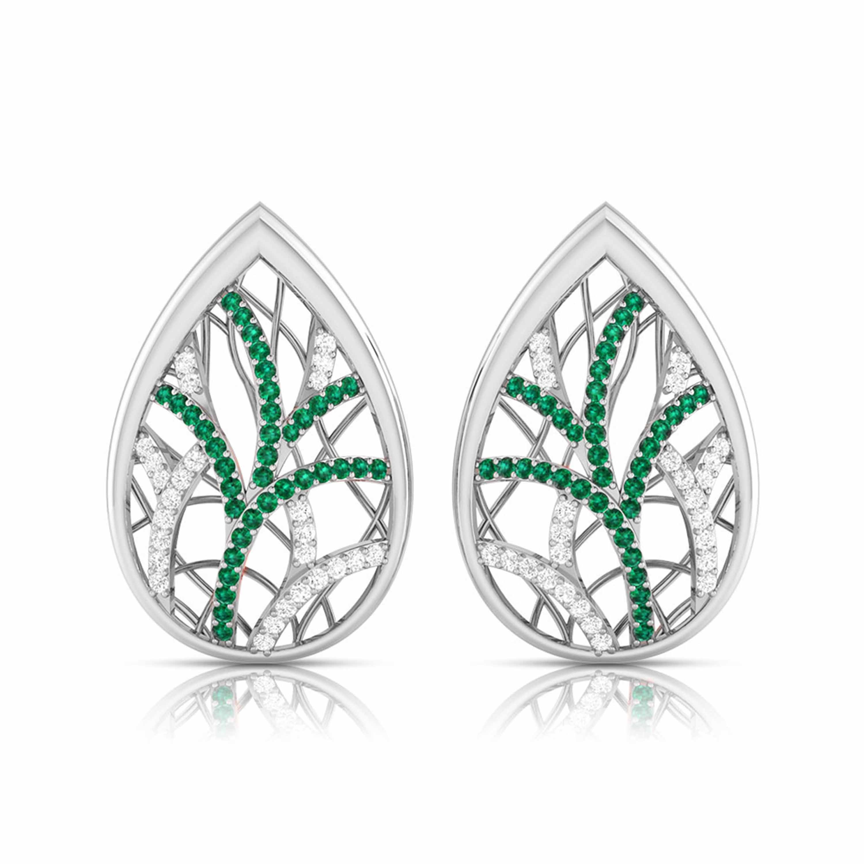 Teardrop Gemstone Diamond Earrings