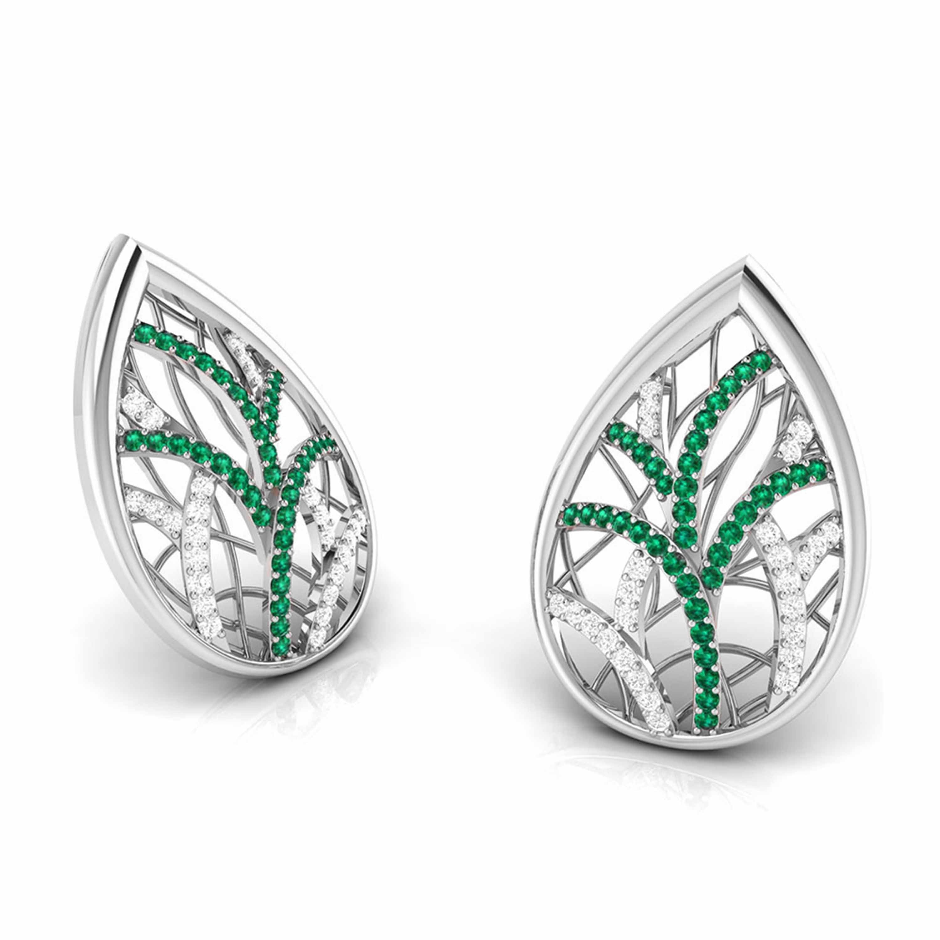Teardrop Gemstone Diamond Earrings