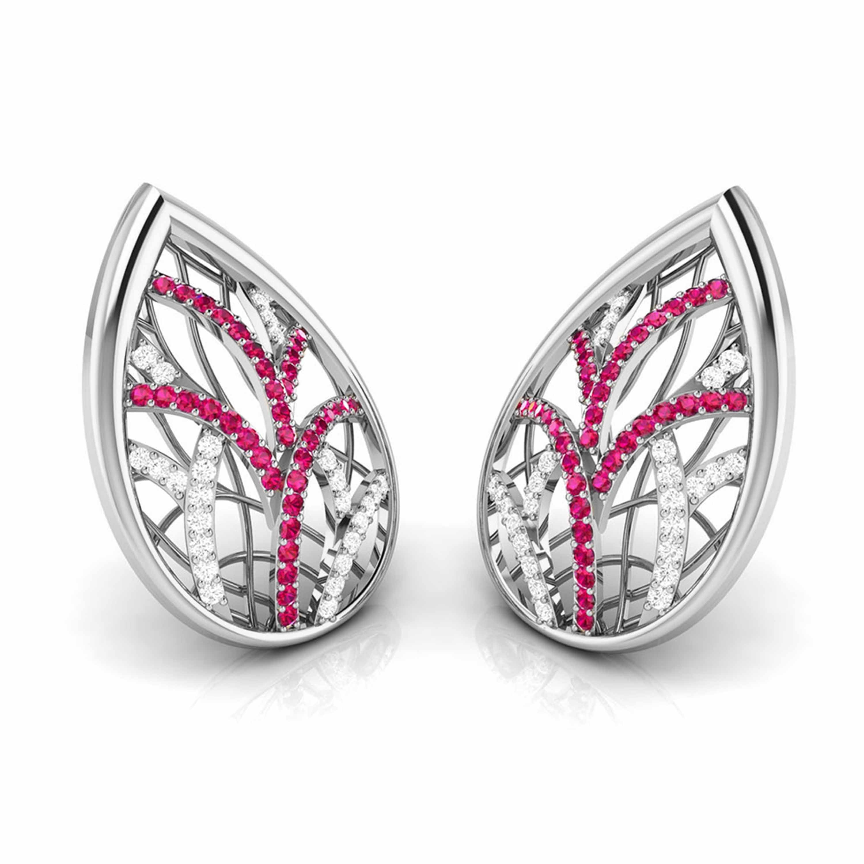 Teardrop Gemstone Diamond Earrings