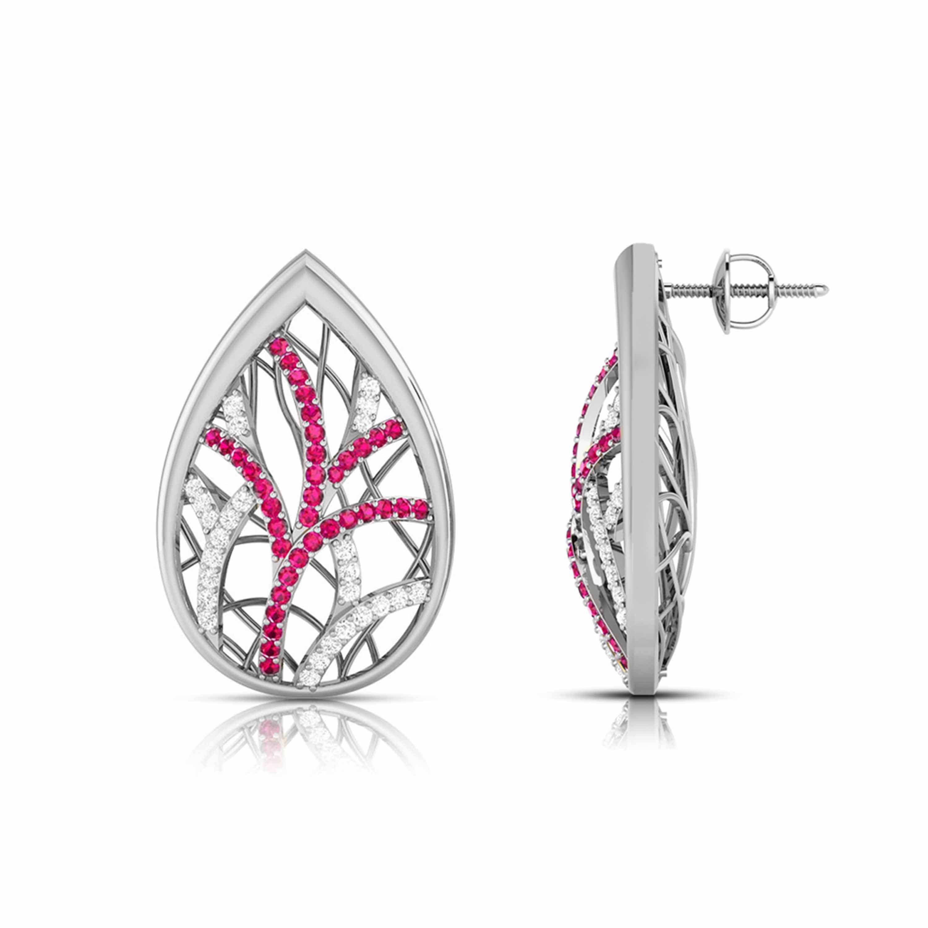 Teardrop Gemstone Diamond Earrings