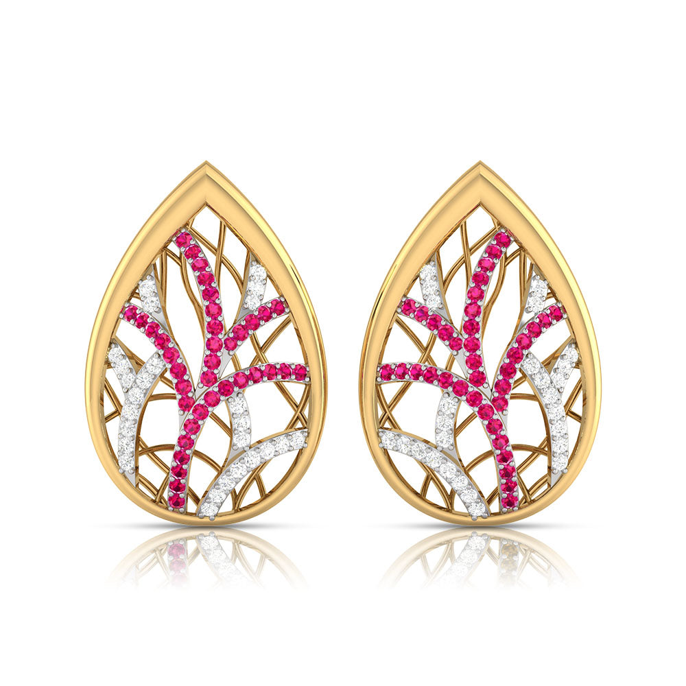 Teardrop Gemstone Diamond Earrings