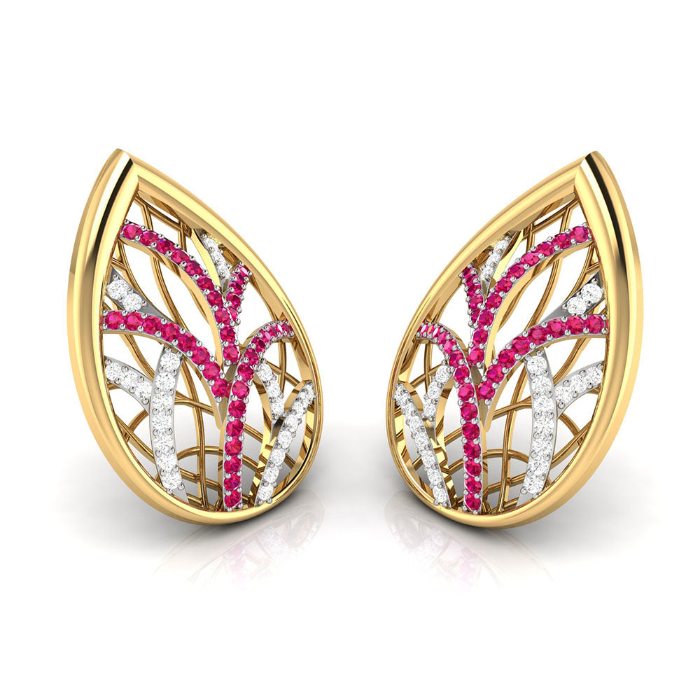 Teardrop Gemstone Diamond Earrings