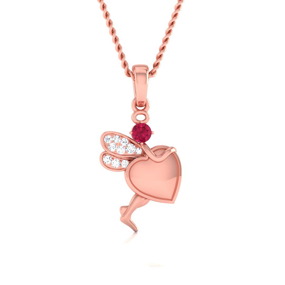 Ruby Heart Fairy Pendant