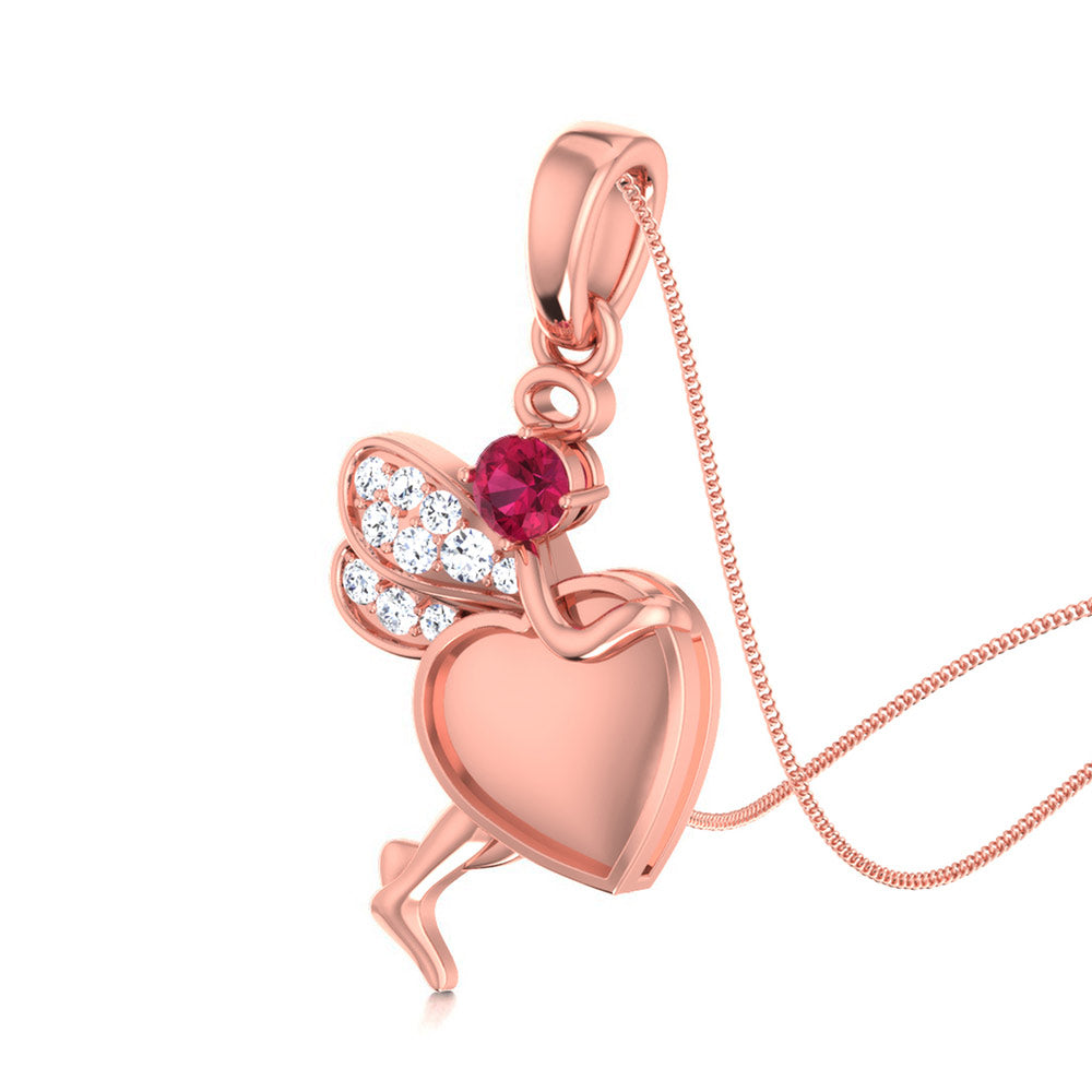 Ruby Heart Fairy Pendant