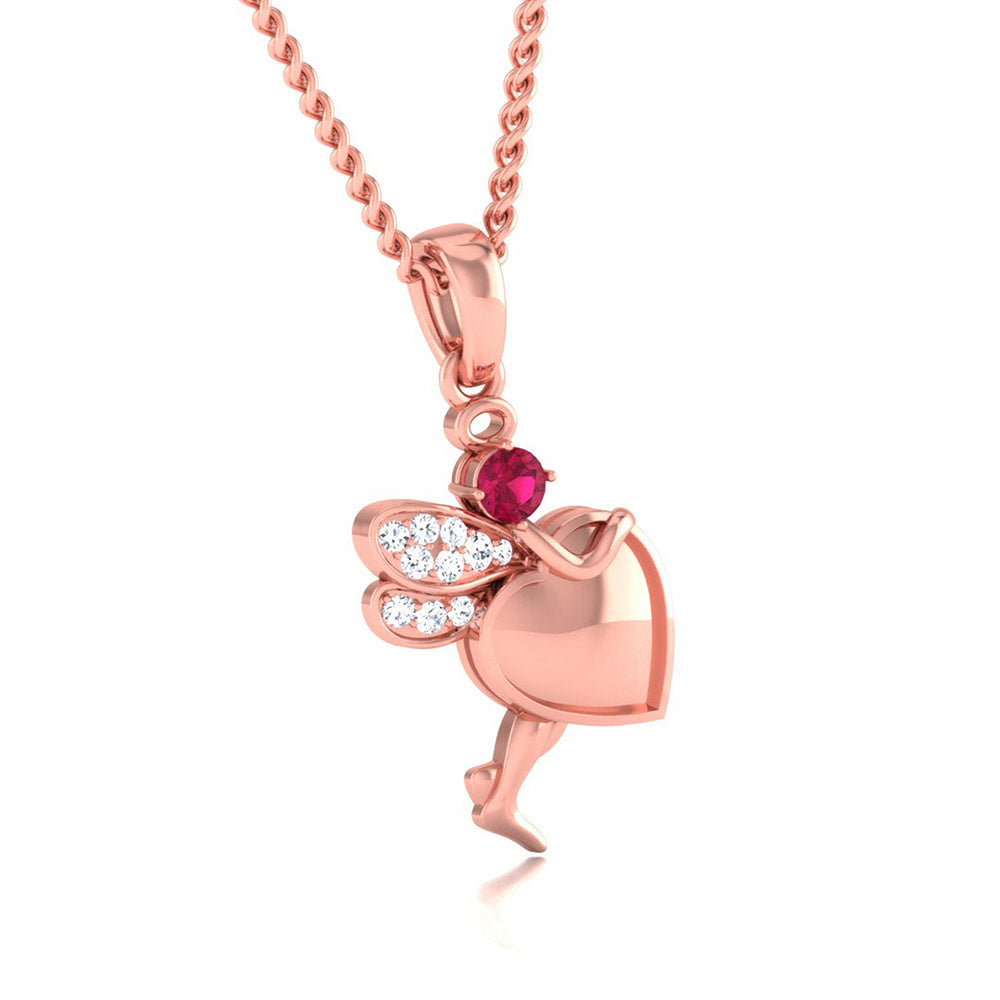 Ruby Heart Fairy Pendant