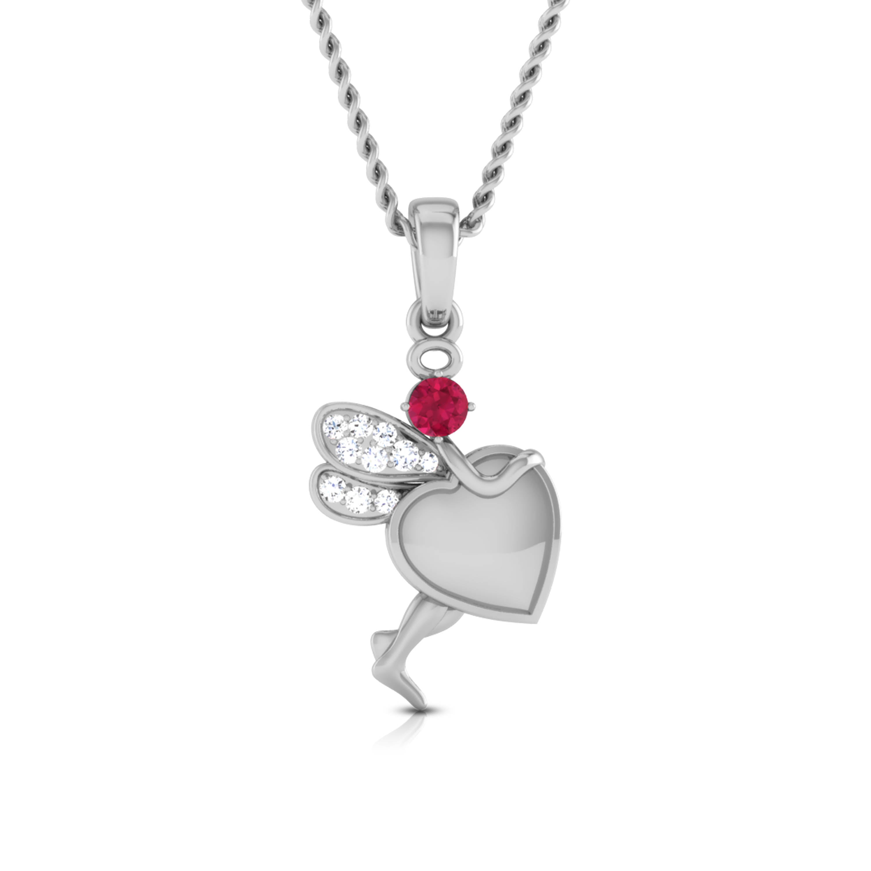 Ruby Heart Fairy Pendant