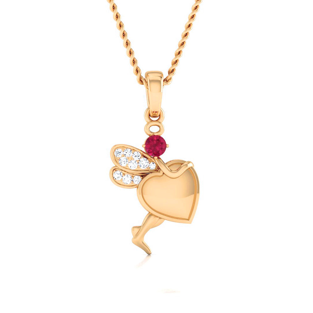 Ruby Heart Fairy Pendant