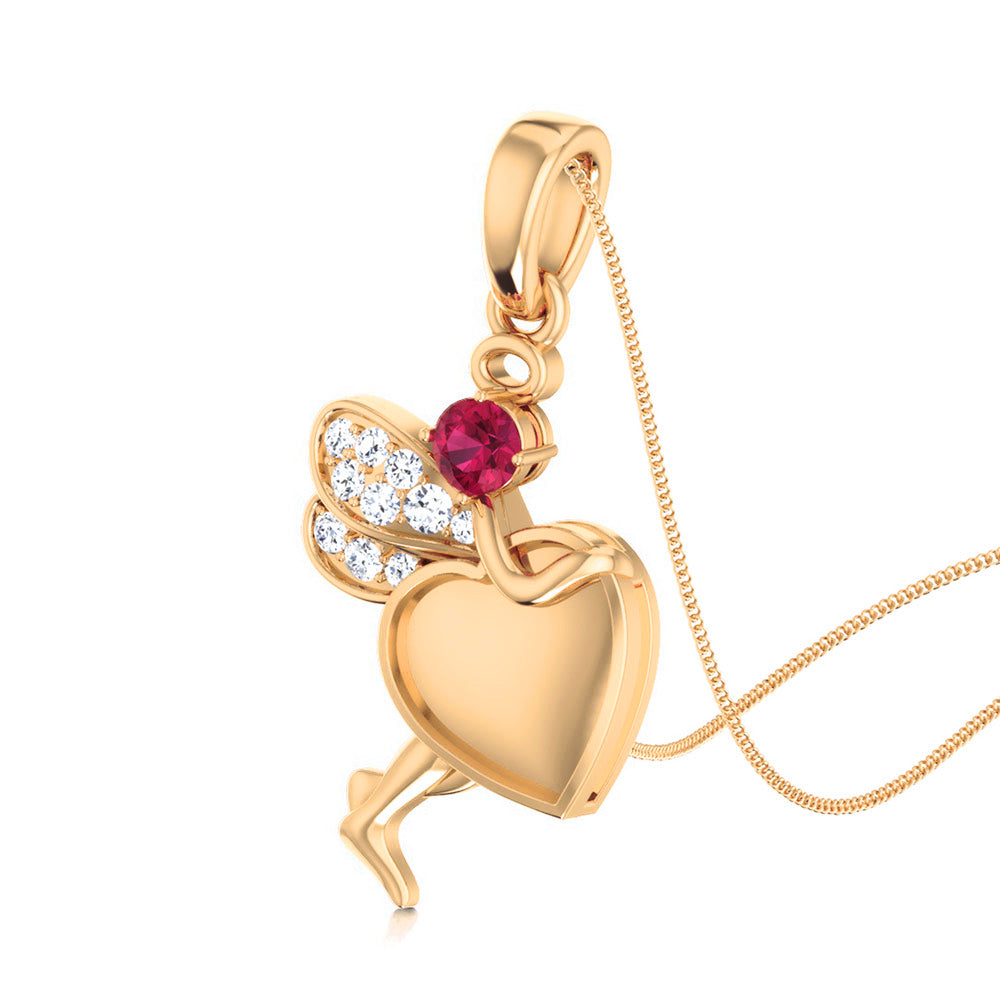 Ruby Heart Fairy Pendant