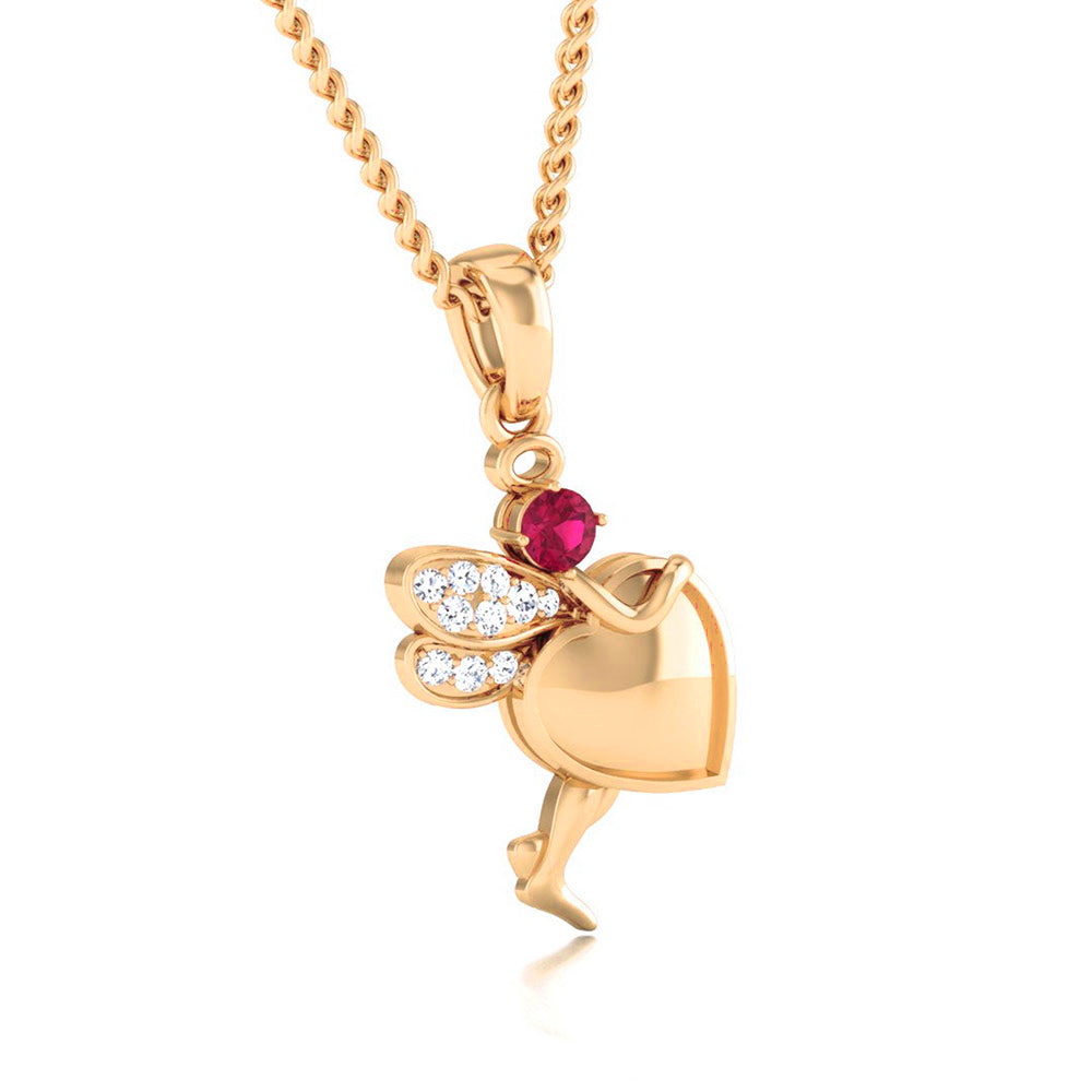 Ruby Heart Fairy Pendant