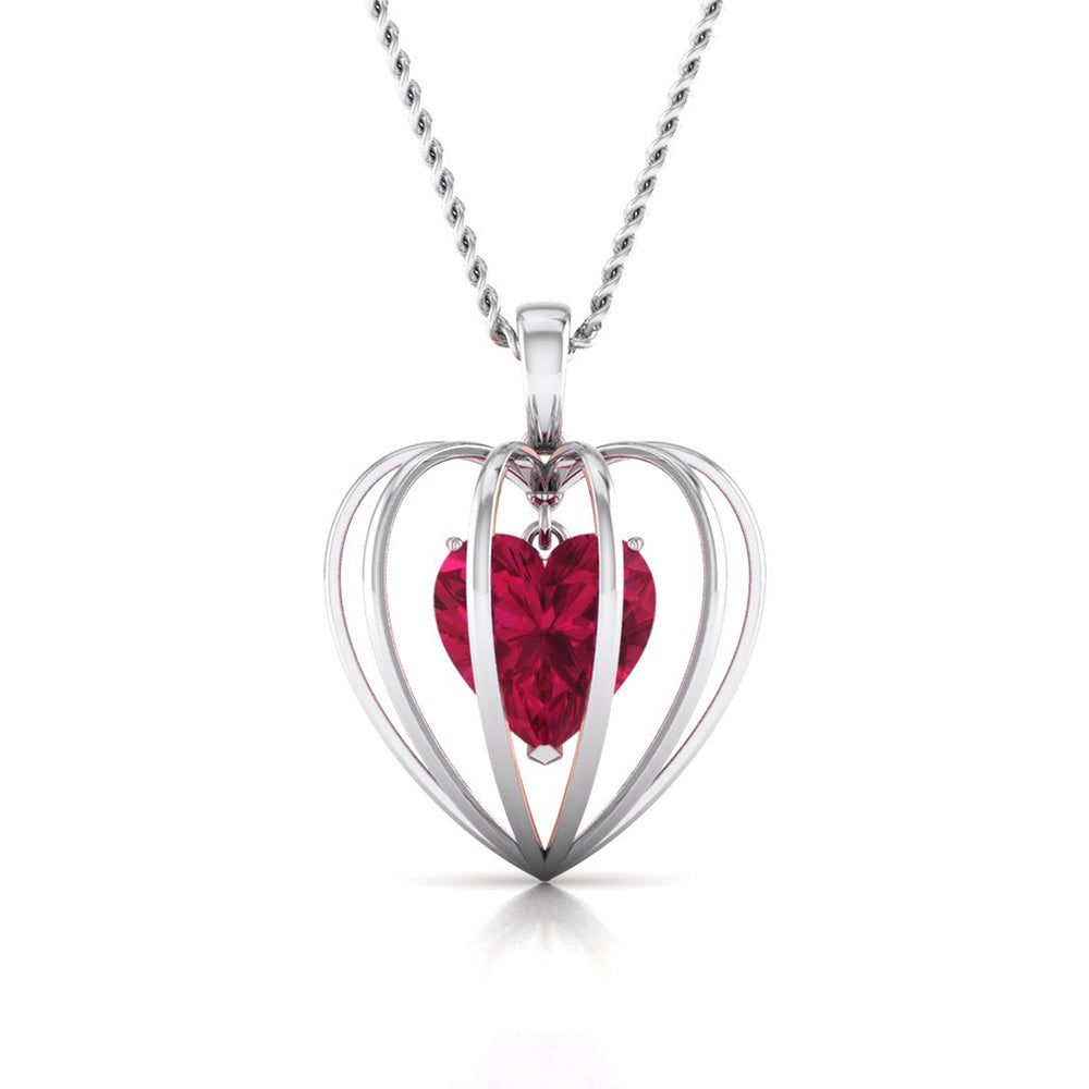 Caged Heart Diamond Pendant