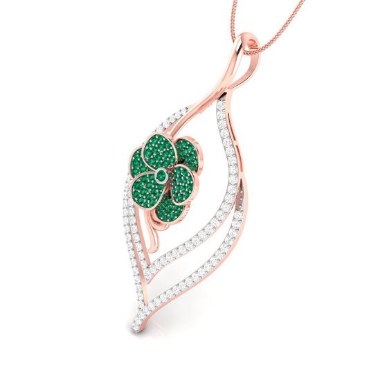 Ruby Blossom Leaf Pendant