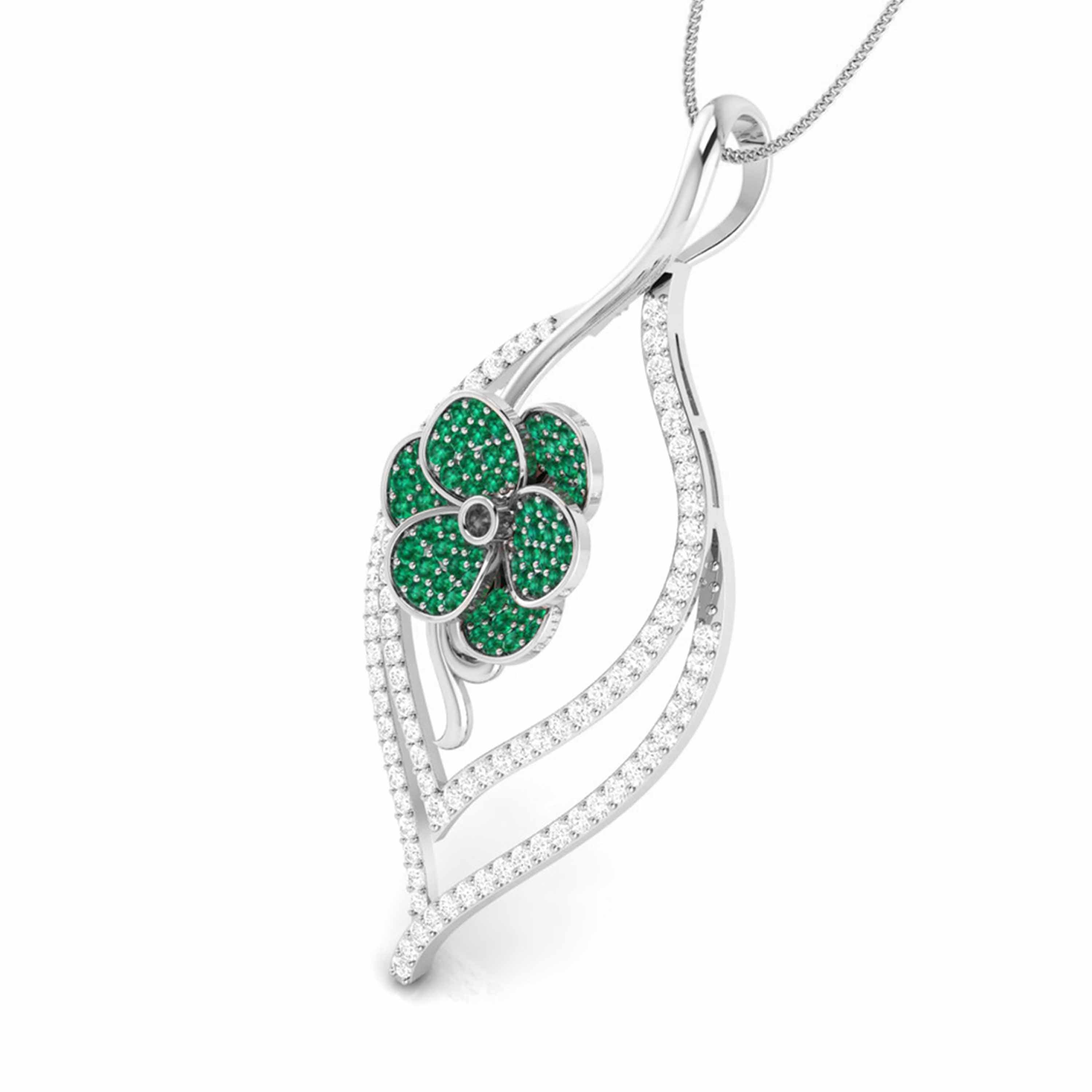 Ruby Blossom Leaf Pendant