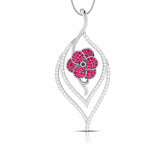 Ruby Blossom Leaf Pendant
