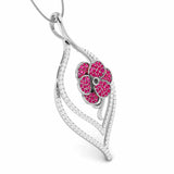 Ruby Blossom Leaf Pendant
