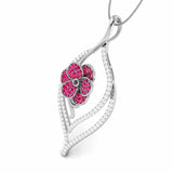 Ruby Blossom Leaf Pendant