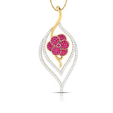 Ruby Blossom Leaf Pendant