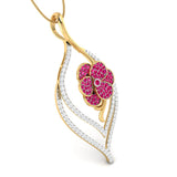 Ruby Blossom Leaf Pendant