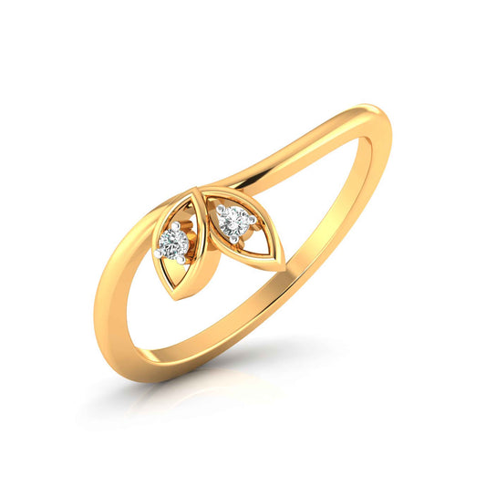 Dual Leaf Diamond Ring