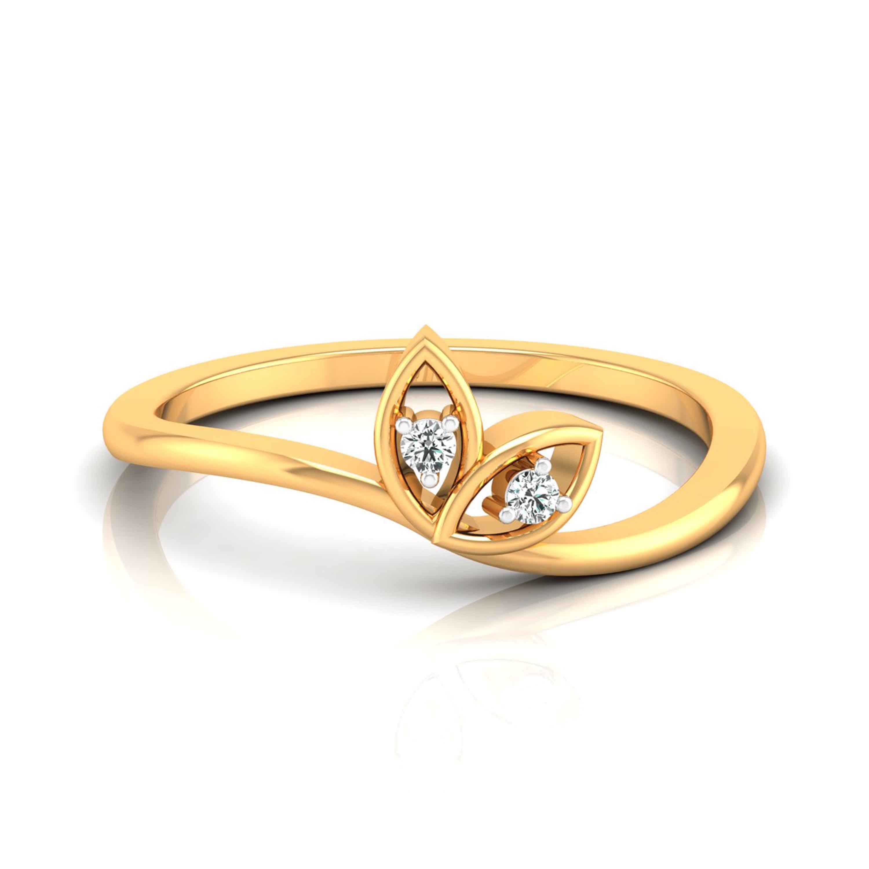 Dual Leaf Diamond Ring