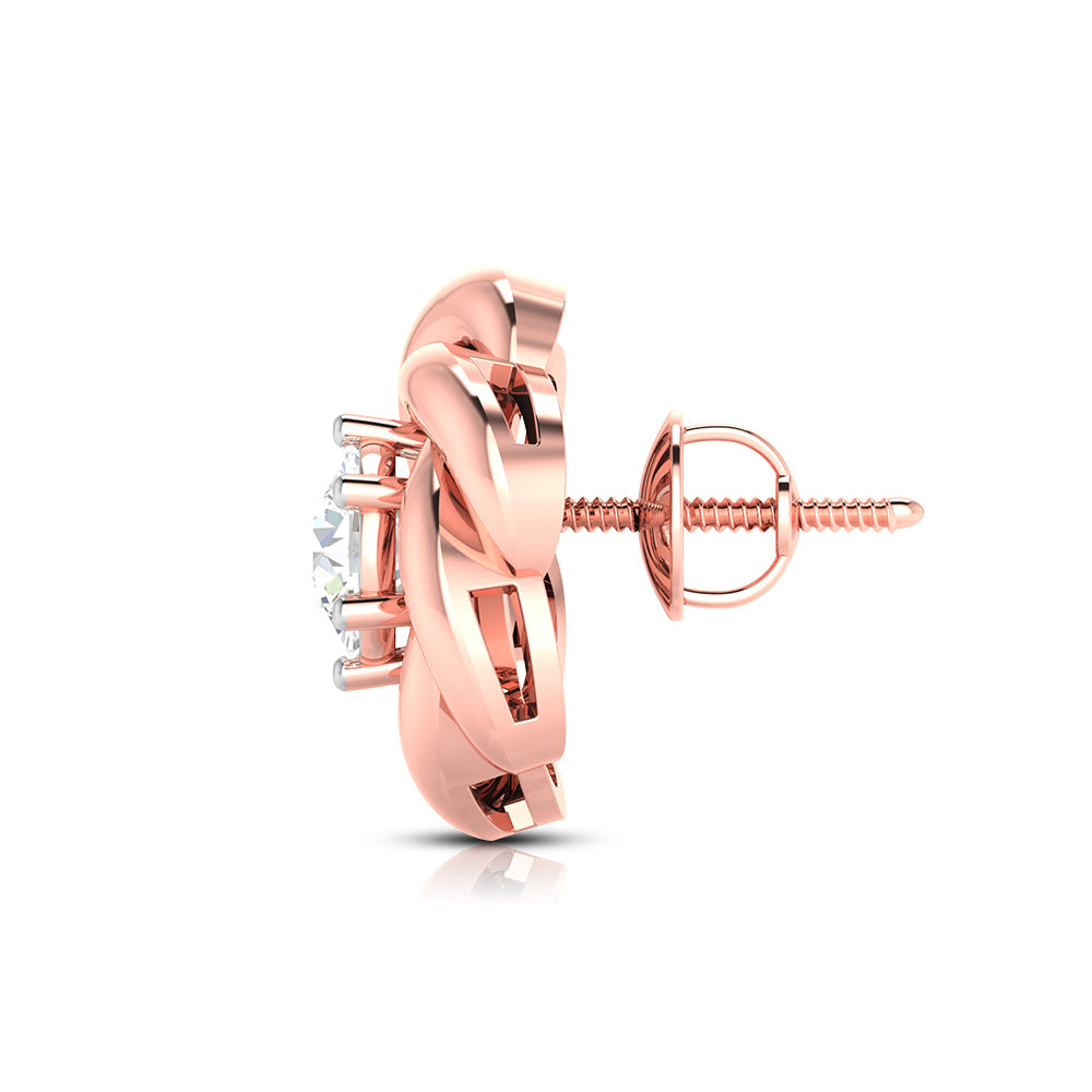 Twisted Knot Solitaire Stud Earrings