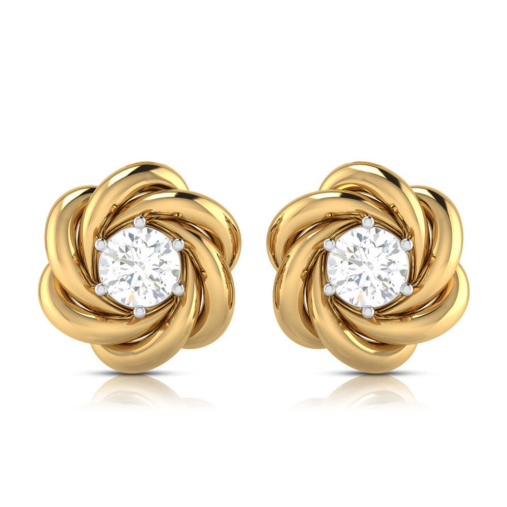 Twisted Knot Solitaire Stud Earrings