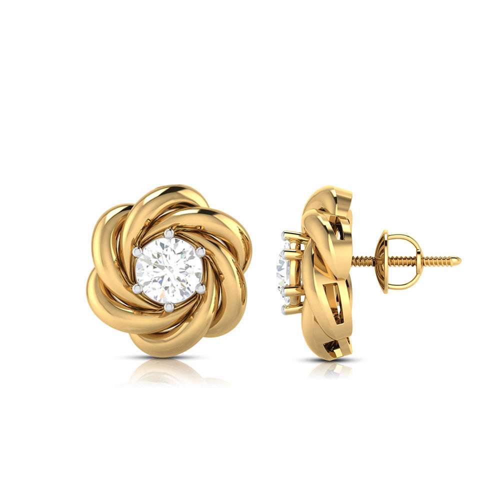 Twisted Knot Solitaire Stud Earrings