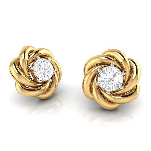 Twisted Knot Solitaire Stud Earrings