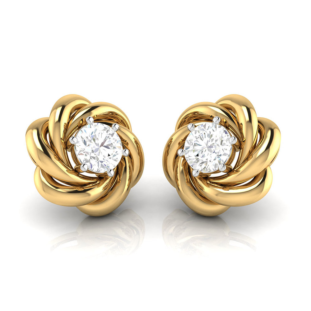 Twisted Knot Solitaire Stud Earrings