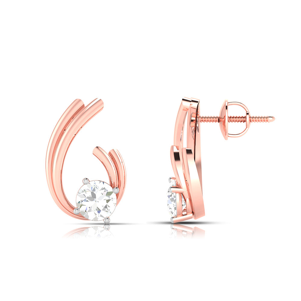Solitaire Wave Earrings