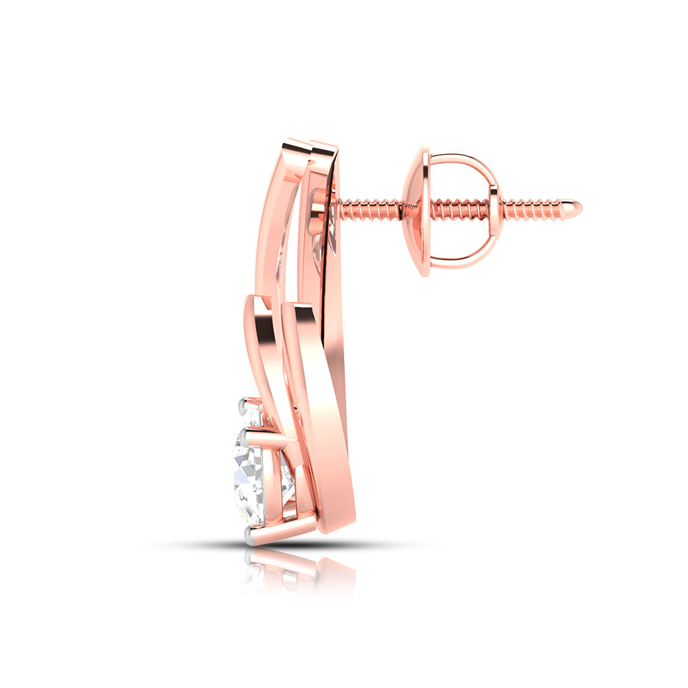 Solitaire Wave Earrings