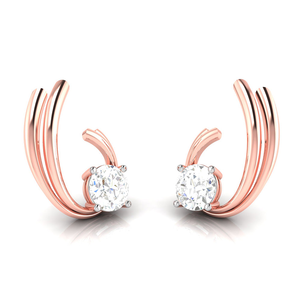 Solitaire Wave Earrings