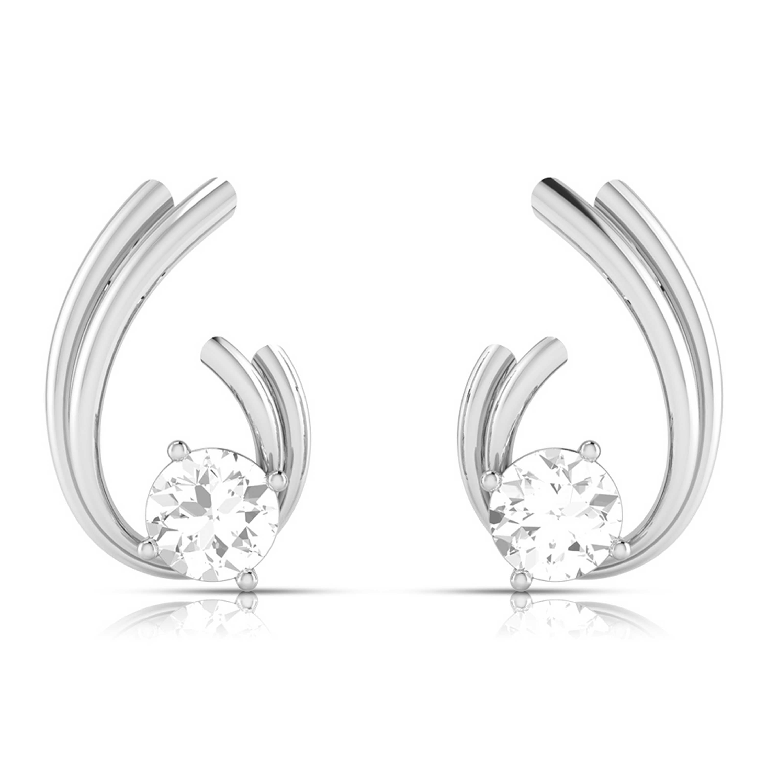 Solitaire Wave Earrings
