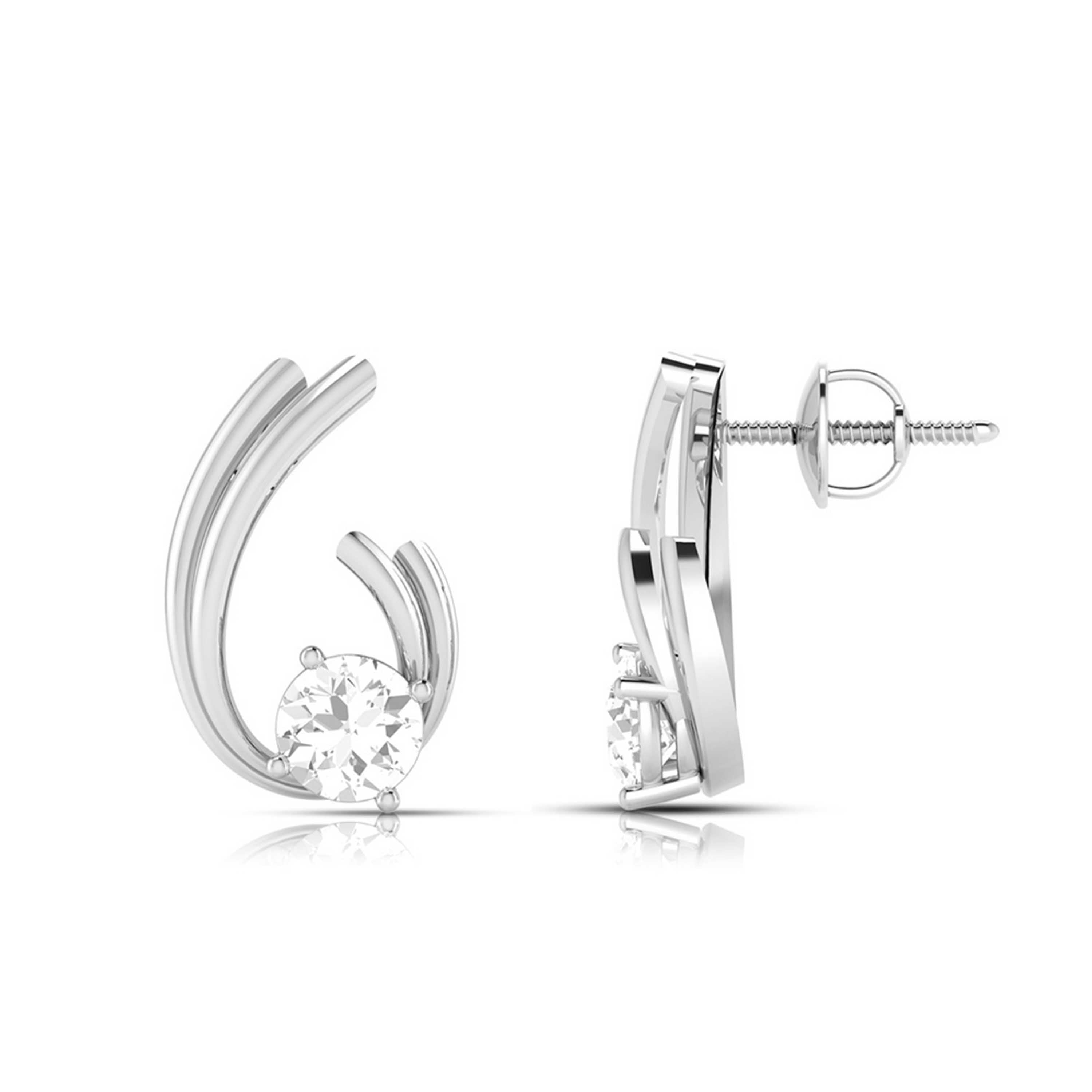 Solitaire Wave Earrings