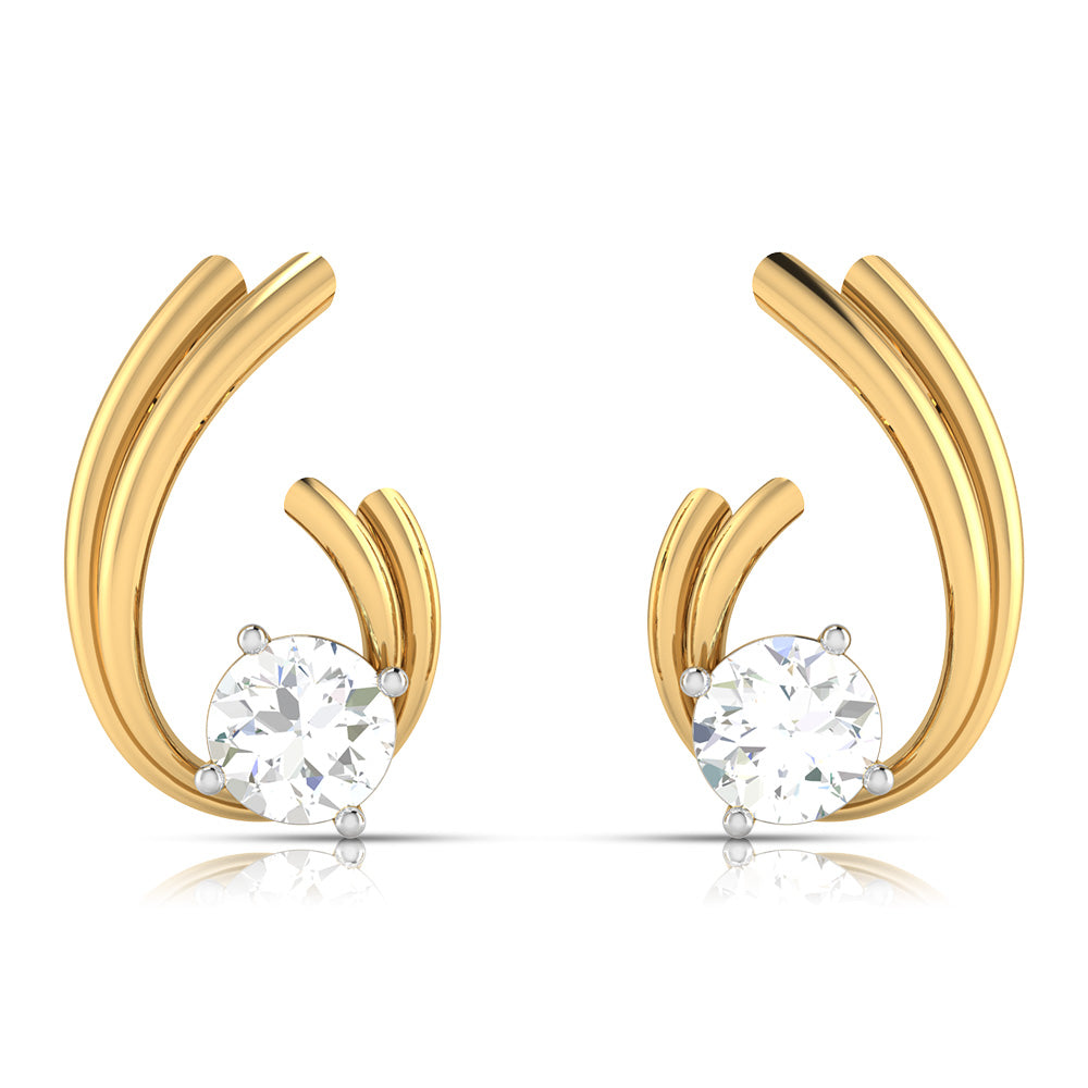 Solitaire Wave Earrings